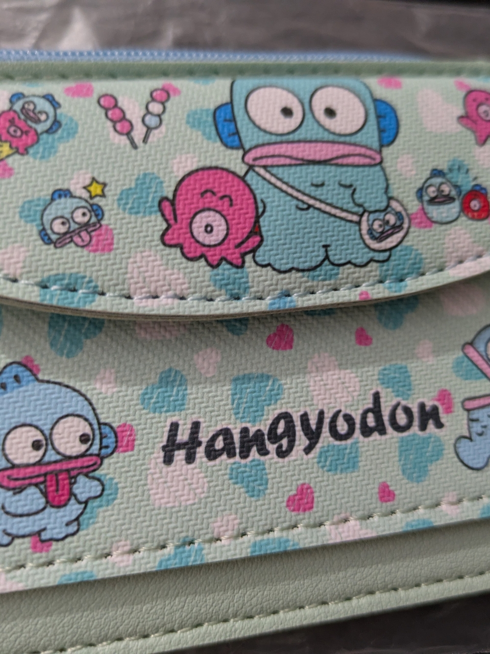 Kids Wallet in Mint with Pink & Blue Characters